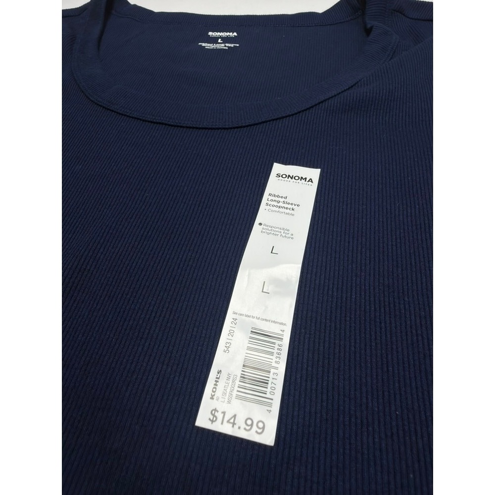 Sonoma Goods for Life Women's Long Sleeve Top Lot of 2 Large Ribbed V-Neck NWT - Picture 12 of 12